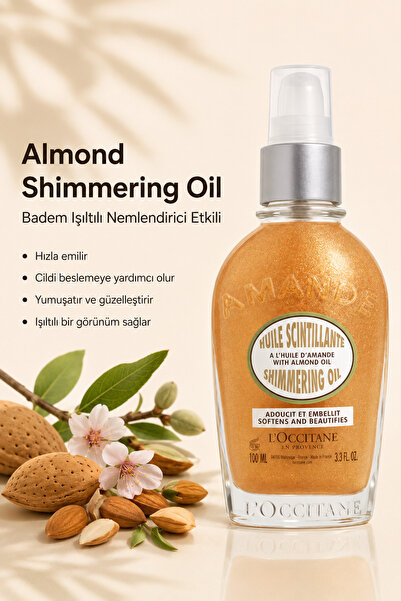 L'Occitane Almond Shimmering Oil - Badem Işıltılı Nemlendirici etkili, iz bır...