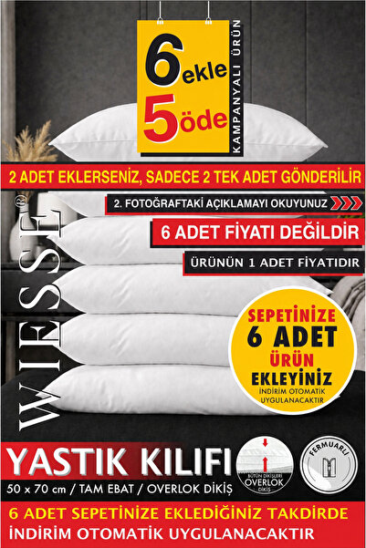 WİESSE YASTIK KILIFI - BEYAZ - PAMUKLU - FERMUARLI - 50x70 cm - 1 ADET FİYATIDIR