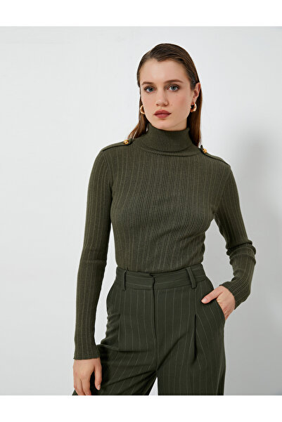 Koton Turtleneck Knitwear Sweater with Camisole and Epaulette Detail