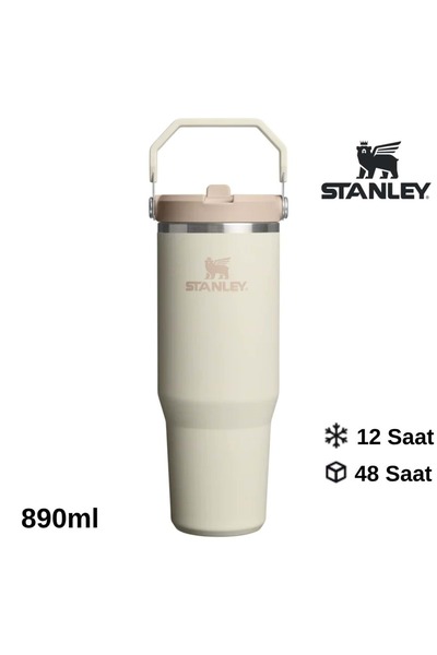 Stanley The IceFlow Flip Straw Pipetli Termos Bardak 0.89 LT Matara BEJ