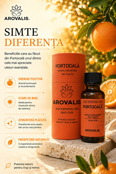 Arovalis. ULEI ESENȚIAL BIO DE PORTOCALĂ 10 ml (Citrus aurantium var. dulcis) 100% PUR