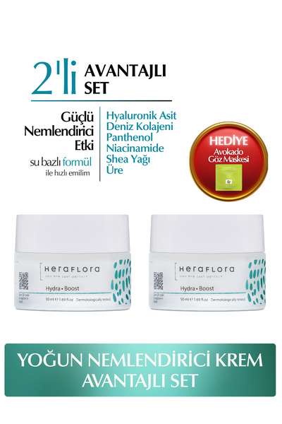 Heraflora Avantajlı Set 2'li Su Bazlı Yoğun Nemlendirici Yüz Kremi 50 ml