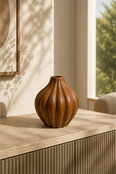 Typoniq Attitude Included Forma Terra Wood Look Organic Shaped Decorative Cer...