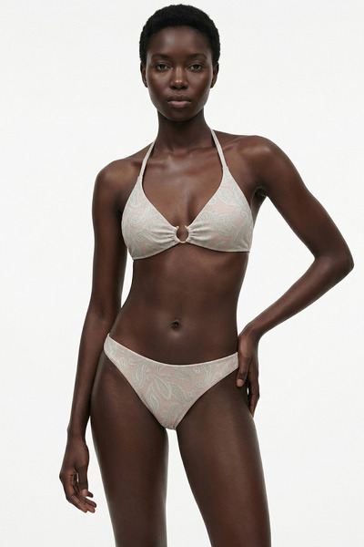 AQUELLA Openwork Glitter Powder Triangle Bikini Set with Accessories