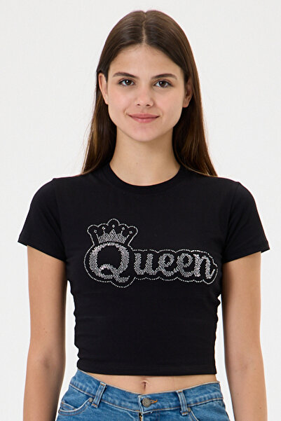 3 ROPE تي شيرت قصير مطبوع عليه Queen Stone