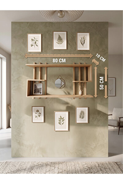 2M1H Natura Dekoratif Ahşap Duvar Rafı – Modern Geometrik Tasarım