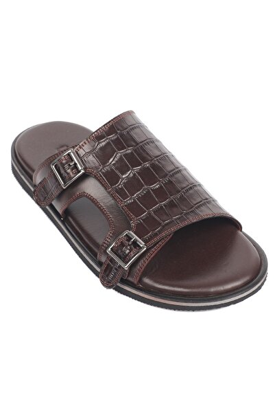 Capone Outfitters Aldrich Double Buckle Crocodile Patterned Men's Slippers