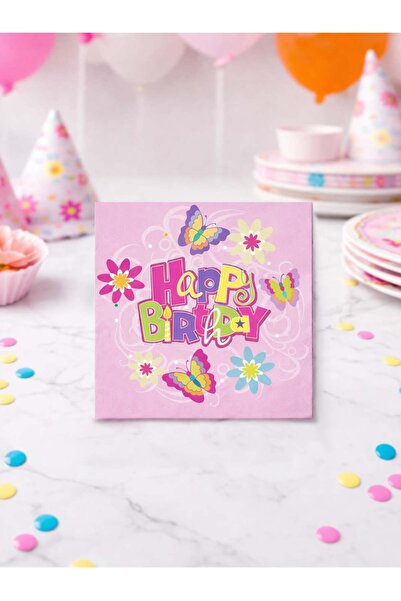 Parti Adresi Happy Birthday Peçete Kız Çocuk Doğum Günü Peçetesi