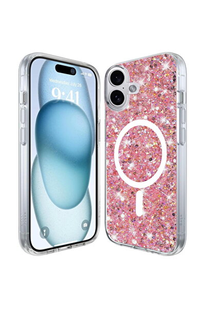 Techsuit Husa pentru iPhone 16 Plus - Sparkly Glitter MagSafe - Pink