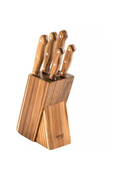 LAMART Set 5 cuțite în bloc WOOD LT2080