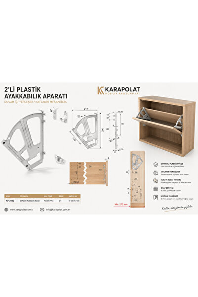 KARAPOLAT 2'li Plastik Ayakkabılık Aparatı(Beyaz)