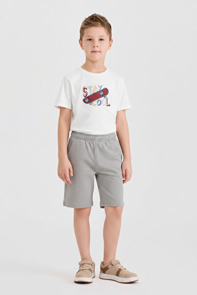 Panço Boy's Shorts T-Shirt 2-Piece Gray Bottom Top Set