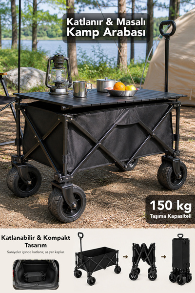 mimtec Taşınabilir Masalı Kamp Seti - Katlanabilir Portatif Pazar Piknik Vago...