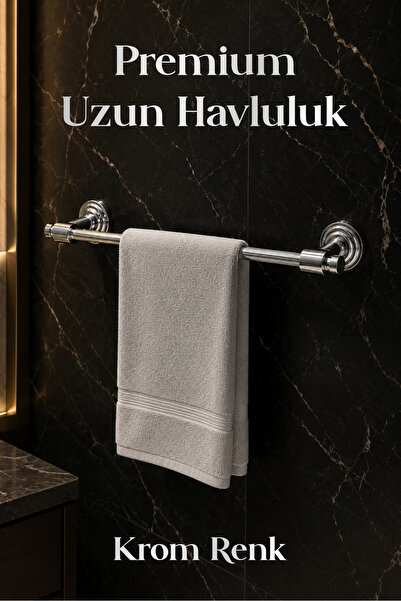 Badem10 (1 ADET) Power Serisi Krom Renk Metal Uzun Havluluk Duvara Monteli Pr...
