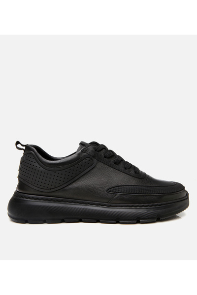 Hotiç Herren-Sportschuhe aus Leder in Schwarz mit ultraleichter Sohle