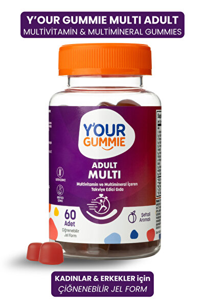 Y'our Gummie Multi Adult Gummie- Kadın & Erkekler için 60 Adet Çiğnenebilir M...