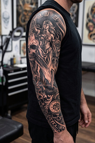 BP Tattoo Justice Kol Dövmesi Kol Kaplama Dövme Tattoo