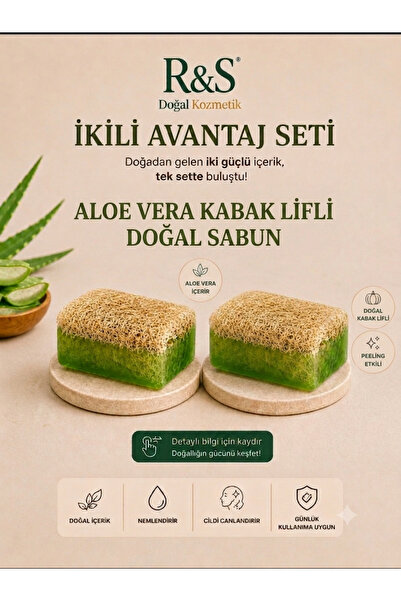 R&S Doğal Kozmetik Kabak Lifli Aloevera Sabun Peeling Etkili Cilt Bakım Sabun...
