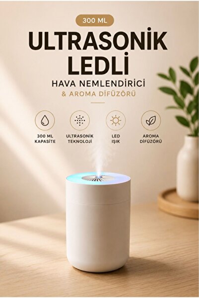 UMAY HOME 300 ml Ultrasonik Ledli Buhar Makinesi Hava Nemlendirici Esans Difü...