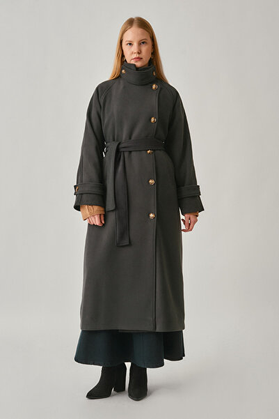 ZÜLAYS High Collar Premium Coat Smoked