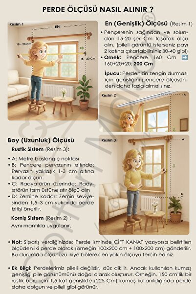 cotton maison Naturel Bohem French Stil Fırfırlı Perde - Tek Kanat, rustik ve Korniş Uyumlu
