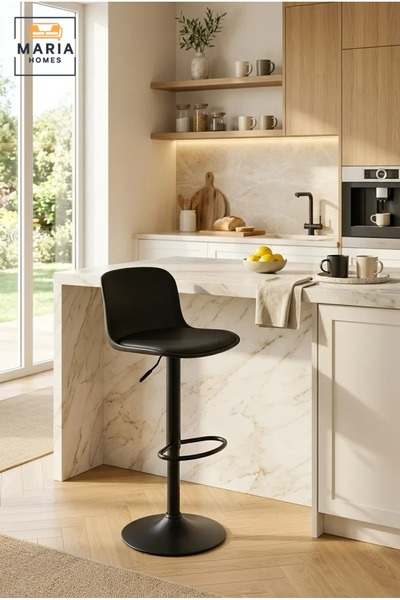 MARIA HOMES Modern Black Adjustable Bar Chair Kitchen Island Stool Counter He...