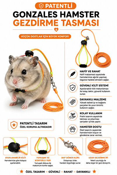 ozzipetshop Gonzales Hamster Gezdirme Ve Dolaştırma Tasması Patentli Tasarım