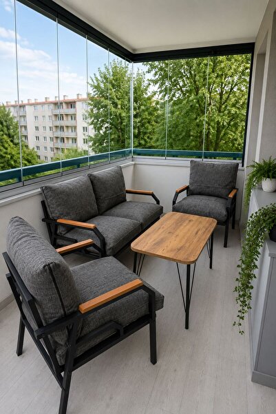 Dekoport Kutay Balkon Takımı, Bahçe Takımı, Çay Seti Koltuk Takımı, Metal Kan...