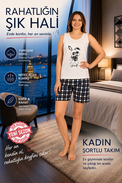 ELEGANS Kadın Şortlu Pijama Takımı