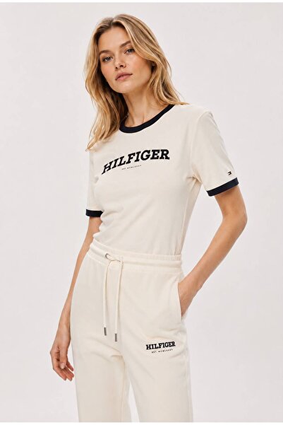 Tommy Hilfiger Monotype Floklu Logolu Tişört