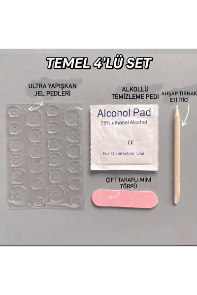 RubaTrend 24'lü Zararsız Pro Çift Taraflı Set Protez Takma Tırnak Yapıştırma ...