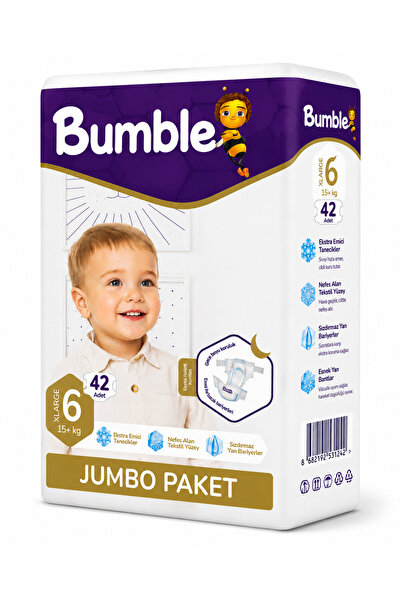 Bumble Scutece Nr. 6 (15+ kg), 42 buc., Pachet Jumbo, ultra-absorbante, respi...