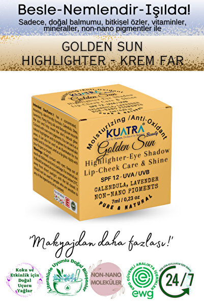 KUATRA Golden Sun Doğal Mineral Nemlendirici Antioksidan Işıltılı Balm Highli...