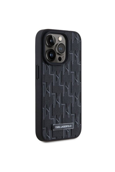 Karl Lagerfeld Husă iPhone 15 Pro - Piele MagSafe (KLHMP15LPKHPORPK) - Logo m...