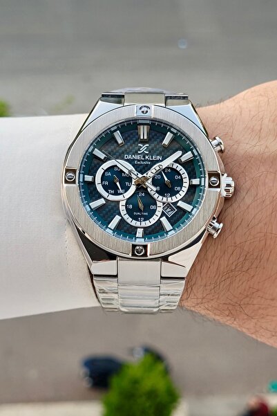 Daniel Klein ساعة يد رجالية بقرص أزرق وحزام معدني اللون مقاس 46.5 ملم مع ضمان...