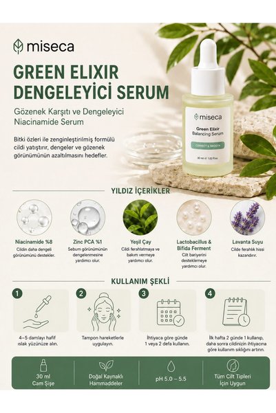 miseca Green Elixir Niacinamide Anti-Pore and Balancing Serum 30 ml