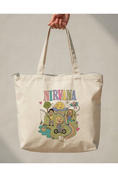 buzagi tasarım ürünleri Nirvana Zippered Lined Gusseted Canvas Bag 35 X 40 cm