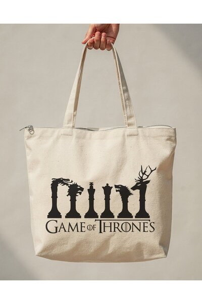 buzagi tasarım ürünleri Game of Thrones Zippered Lined Gusseted Canvas Bag 35...