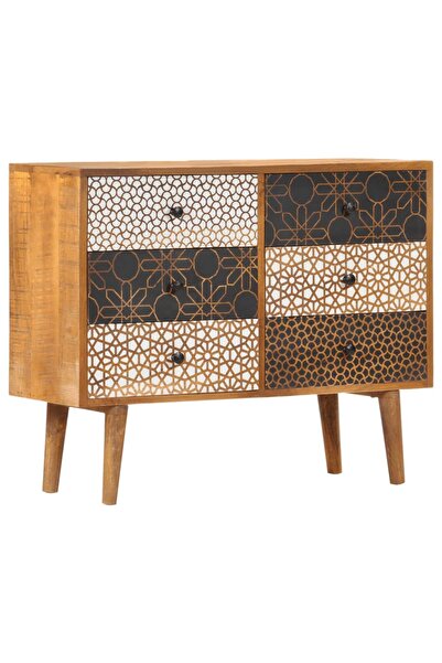 Concept Servantă cu model imprimat, 90x30x70 cm, lemn masiv de mango