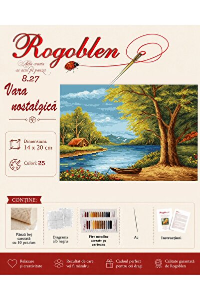 Rogoblen Kit de cusut Vara nostalgica - set goblen cu pânză, diagrame alb-neg...