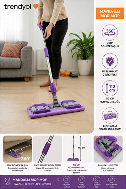 Nordhaus Yer Mopu Duvar Fayans Cam Temizlik Mikrofiber Mandallı Mop