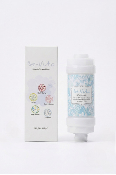 Be-Vita White Musk C Vitaminli Aromatik Duş Filtresi - Saç Dökülme Karşıtı, Cilt Besleyici Klor ve Kireç Arıtıcı Duş Filtresi (150gr)