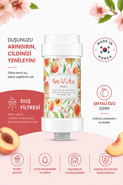 Be-Vita Peach C Vitaminli Aromatik Duş Filtresi - Saç Dökülme Karşıtı, Cilt B...