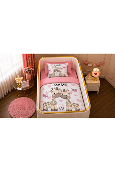 Fabeteks Giraffe Pair You&Me Single Digital Baby Bedding Set