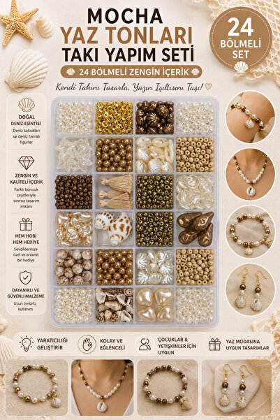 By MO Accessories YAZ SEZONU 24 Bölmeli Mocha Tonları ve İnci Deniz Temalı Bo...