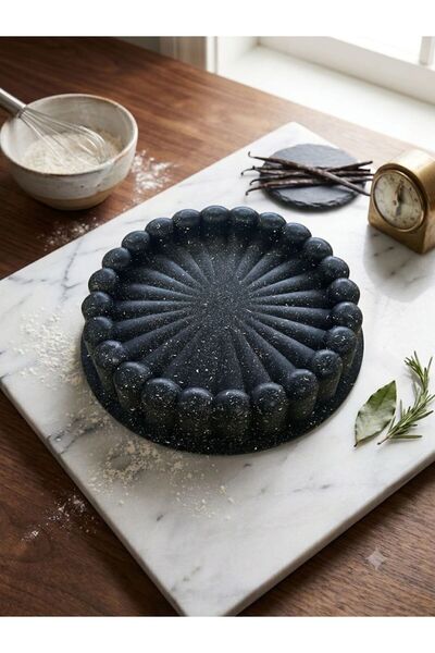 ADA Granit Kaplama Yanmaz Yapışmaz 26 cm Dilimli Tart Kek Kalıbı Gri