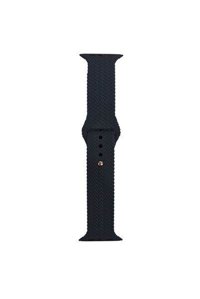 schitec 42-49mm Yeni Nesil Apple Uyumlu Hasır Görünümlü Akıllı Saat Kordonu Silikon Lacivert