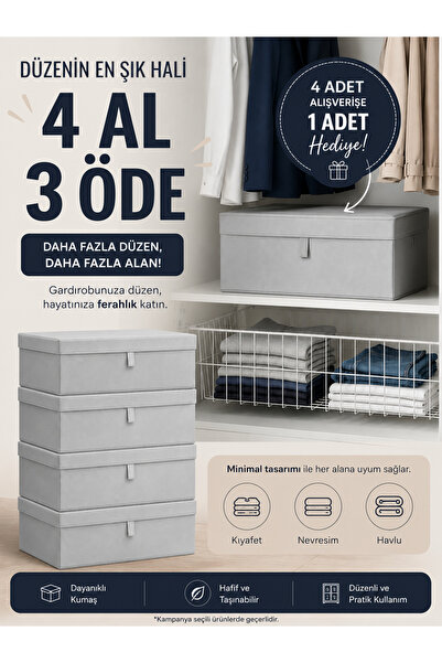 Venita Home 1 Adet Kapaklı Kutu Formunda Çok Amaçlı Hurç ( Çamaşır-saklama-dü...