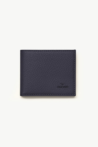 Morven Men's Navy Blue Basic 100% Leather Wallet