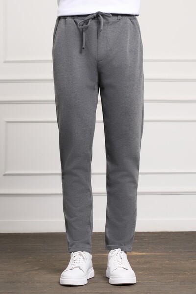 Morven Мъжки антрацитен еластичен джогър панталон Slim Fit